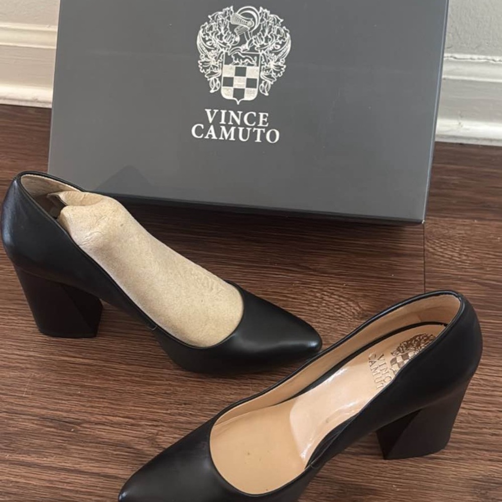 Vince Camuto Black Block Heel Pumps